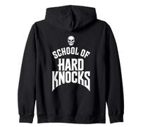 School of Hard Knocks Skull Design for Gen X Rebels Zip Hoodie