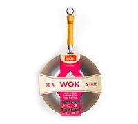 School of Wok - 10.5"/27cm Carbon Steel Wok, Flat Bottom, Bamboo Handle