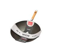 School of Wok by Dexam 12"/30cm Pre-Seasoned Carbon Steel Wok, Black