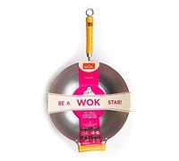 School of Wok - 14"/36cm Carbon Steel Wok, Flat Bottom, Bamboo Handle