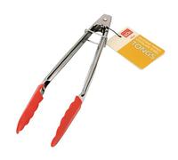 School of Wok Stainless Steel Silicone Tipped Tongs, Silver