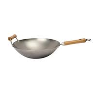 School of Wok - 14"/36cm Carbon Steel Wok, Flat Bottom, Bamboo Handle