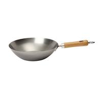 School Of Wok Wok Star Flat Bottom Wok, Carbon Steel, Silver, 10.5-Inch