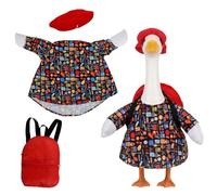 School Opening Goose Outfit Set for 23 Inch Goose Statue(Style4) | Back to School Goose Clothes Costume with Hat Backpack and Clothes for Porch Yard Lawn Outdoor Decor (No Statue)