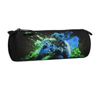 School pencil case for boys, round, pencil case (Gamer Black, 22x8x8 cm)