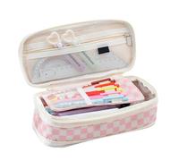 School Pencil Case | Storage Pouch for Pens, Expandable Double Zip Organizer School Supplies Aesthetic Design for Schoolgirls Students and, Pink, Se référer au descriptif, Refer to Description