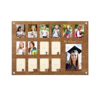 School Picture Frame Pre-K to 12,Pre K to Graduation School Picture Frame, Wooden School Years Photo Frame-Perfect Graduation Keepsake (primary color)