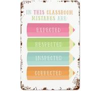 School Posters in This Classroom, Mistakes Are Expected, Respect Check Corrections, Pencil Classroom Decor, Pastels Metal Sign Wall Art Decor 12x8 Inch