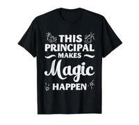 School Principal Magic Happens Leadership Appreciation Value Graphic T-Shirt, Men, Black, S