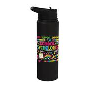 School Psychologist Assess Support Empower Rainbow Stainless Steel Insulated Water Bottle