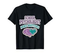 School Psychologist Mind Matters Brain and Heart Teal Icon T-Shirt