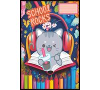 School Rocks Winking Kitten: A Cozy Kitten Journal: Relax & Write with a Boba-Sipping, Headphone-Wearing Winking Kitten