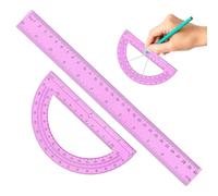 School Ruler And Protractor,Math Teaching Stationery Supplies - Measuring Protractor Ruler Kit,for Home School Classroom Students Teachers Engineers Architects Staffs
