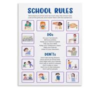 School Rules Poster Classroom Management Visual Guide for Student Behavior Positive Learning Environment Decor(Unframed,12x18inch(30x45cm))