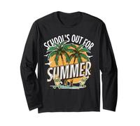School’s Out for Summer Palm Tree Surfboard Summer Vibe Long Sleeve T-Shirt