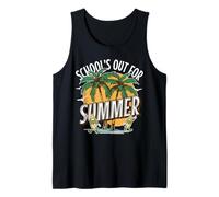 School’s Out for Summer Palm Tree Surfboard Summer Vibe Tank Top