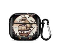 School Sailor Tattoo Clipper Ship And Swallows Bluetooth Headset Cover Hard Shell Earbuds Case Protective Cover Compatible with Airpods 3