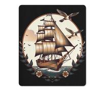 School Sailor Tattoo Clipper Ship And Swallows Mouse Pad with Non-Slip Rubber Base Mouse Mat Computer Mousepad for Office