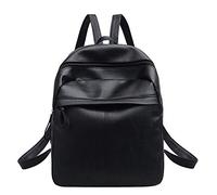 School Satchel Leather Bag Black Women's Travel Backpack Rucksack Bag Backpack Hanger for Wall (Black, One Size)