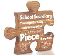 School Secretary Thank You Gift Puzzle Plaque Sign from Student, Desk Decor for Secretary Appreciation Week, Retirement, End of School Year, Graduation, Sentimental Office Keepsake for Women Men EE008