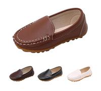School Shoes Boys Loafers Leather Slip-On Loafer Dress Shoe for Kids,Lightweight Breathable Comfort Fit Casual & Formal Wedding Shoes for Back to School Coffee Footwear UK 1