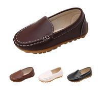 School Shoes Boys Loafers Leather Slip-On Loafer Dress Shoe for Kids,Lightweight Breathable Comfort Fit Casual & Formal Wedding Shoes for Back to School Brown Footwear UK 5.5
