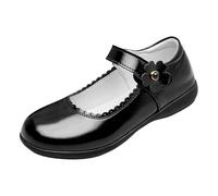 School Shoes for Girls Black Mary Jane Shoes Hook and Loop Comfortable Uniform Pumps Suitable for Going to School, Yard Break, Playground