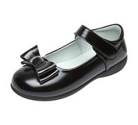 School Shoes for Girls Black Mary Jane Shoes Hook and Loop Comfortable Uniform Pumps Suitable for Going to School, Yard Break, Playground