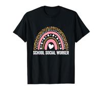 School Social Worker Leopard Rainbow Value Graphic T-Shirt