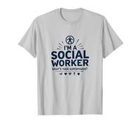 School Social Worker Superpower Inspirational Quote T-Shirt, Men, Silver, L