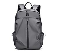 School Starts Season Fashion Women Men Student Zipper Solid Color School Bag Nylon Water Proof Backpack USB Rechargeable Laptop Bag Kid Backpack (Grey, One Size)