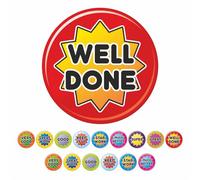 School Stickers - 384 Mini Praise Reward Stickers for Teachers & Children, Eco-Friendly 10mm, Bright & Colourful, Made from Glossy 100% Recycled Paper