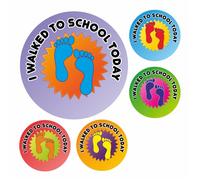 School Stickers Personalised Walk Footprint Stickers - Eco-Friendly Reward Labels - Custom Name - UK Made Recycled Paper - 35mm Round