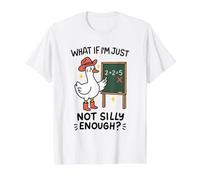 School Student Goose Not Silly Enough Funny Value Graphic T-Shirt, Men, White, XL