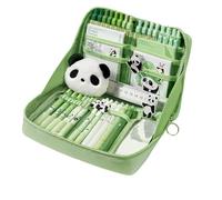 School Supplies Set, Aesthetic Stationery Kit for Students, Interactive Organizer with Panda Design, Classroom Tools for Home, Kindergarten, College Use, Boys Girls, 13.18x11.02x4.33 inches