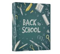 School Supplies Sketch Teal Blue 3 - Ring Binders with 1.57" Round Rings Fit 200 Sheets of 8.5x11 Inches Paper for Home School Meeting Office Classroom, 12.4x10.63x2.36 Inches