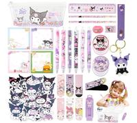 School Supplies Stationery Girls- Cartoon Stationary Set Including Pencil Case Pens Eraser Notebook Badge Stickers Keychain Cute School Stationery Supplies Back to School Gift for School Season Kids