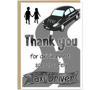 School Taxi Driver Appreciation Cards Personalised - Thank You for Safe Journeys to Nursery From Me or Us Version Custom Name Banner Children Gift To Say Thanks College Driver, Grey - 'Me'