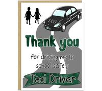 School Taxi Driver Appreciation Cards Personalised - Thank You for Safe Journeys to Nursery From Me or Us Version Custom Name Banner Children Gift To Say Thanks College Driver, Green - 'Me'