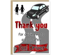 School Taxi Driver Appreciation Cards Personalised - Thank You for Safe Journeys to Nursery From Me or Us Version Custom Name Banner Children Gift To Say Thanks College Driver, Red - 'Me'