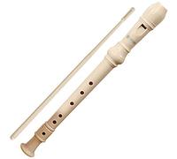 School Teaching German ABS Resin Long Wind Instrument, Music Recorder Instrument, Beginner 6 Hole/8 Hole C Key Soprano Recorder, Storage Bag + Cleaning Stick(Milky white A)