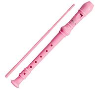 School Teaching German ABS Resin Long Wind Instrument, Music Recorder Instrument, Beginner 6 Hole/8 Hole C Key Soprano Recorder, Storage Bag + Cleaning Stick(Pink A)