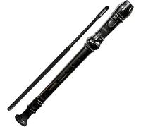 School Teaching German ABS Resin Long Wind Instrument, Music Recorder Instrument, Beginner 6 Hole/8 Hole C Key Soprano Recorder, Storage Bag + Cleaning Stick(Black B)