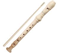 School Teaching German ABS Resin Long Wind Instrument, Music Recorder Instrument, Beginner 6 Hole/8 Hole C Key Soprano Recorder, Storage Bag + Cleaning Stick(Milky white B)