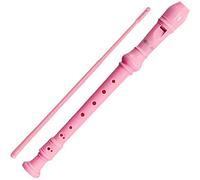 School Teaching German ABS Resin Long Wind Instrument, Music Recorder Instrument, Beginner 6 Hole/8 Hole C Key Soprano Recorder, Storage Bag + Cleaning Stick(Pink B)
