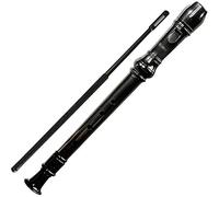 School Teaching German ABS Resin Long Wind Instrument, Music Recorder Instrument, Beginner 6 Hole/8 Hole C Key Soprano Recorder, Storage Bag + Cleaning Stick(Black A)