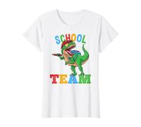 School Team T-Rex Dinosaur Back to School Boys Value Graphic T-Shirt, Women, White, S