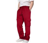 School Trousers Red Girls Clothing Boys Clothing 13 Years Boys and Girls Cargo Trousers Childrens Drawstring Jogger Cargo Pants 13 Years Lightweight Trendy Sport Kid Sweatpant Pocket Workwear