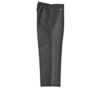 School Uniform Formal Boys Standard Fit Trousers Half Elastic Waist Black Grey Navy Charcoal Brown (3-16 Years)