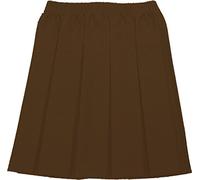 School Uniform Girls Box Pleat Skirt Full Elastic Brown 9-10
